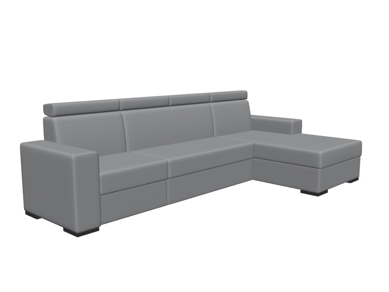 Kampinė sofa-lova 4 vietų ATLANTICA R - plieninė(et91), juoda